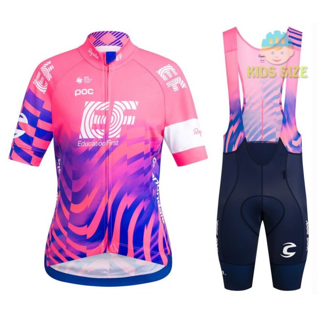 2020 EF Pro Cycling Team Pink Kids Fietskleding Set Wielershirt Korte Mouw+Korte Fietsbroeken Bib 876SIGB