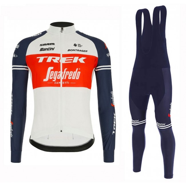 2020 Trek Segafredo Factory Racing Wit-Rood Wielerkleding Set Wielershirt Lange Mouw+Lange Fietsbroeken Bib 960AXNA