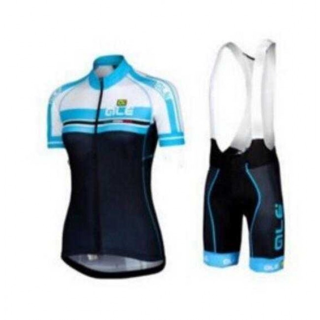 2015 ALE Wielerkleding Set Wielershirt Met Korte Mouwen+Korte Koersbroek Blauw Zwart Dame 2