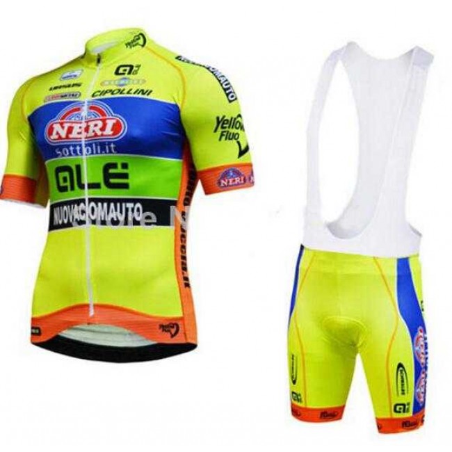 2015 ALE Fietskleding Set Fietsshirt Met Korte Mouwen+Korte Koersbroek Geel Groen