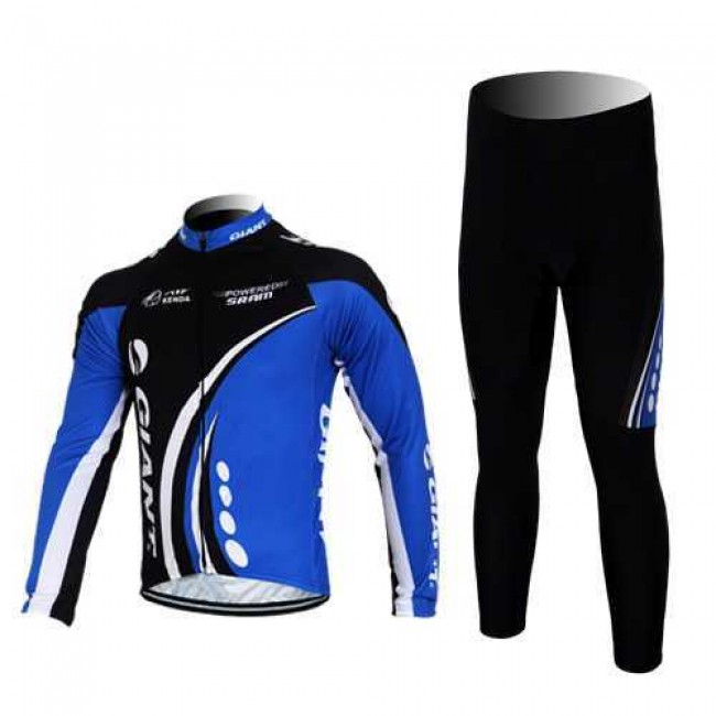 Giant Kenda Pro Fietskleding Wielershirts Lange Mouw+Lange Fietsbroeken Zwart Blauw