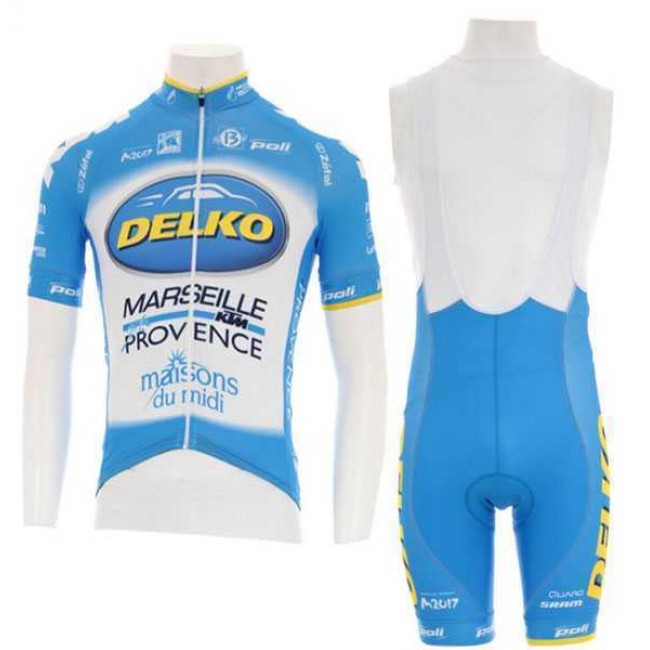 2016 KTM-Delko Marseille Provence Wielerkleding Set Wielershirt Korte Mouwen Blauw+Fietsbroek Korte