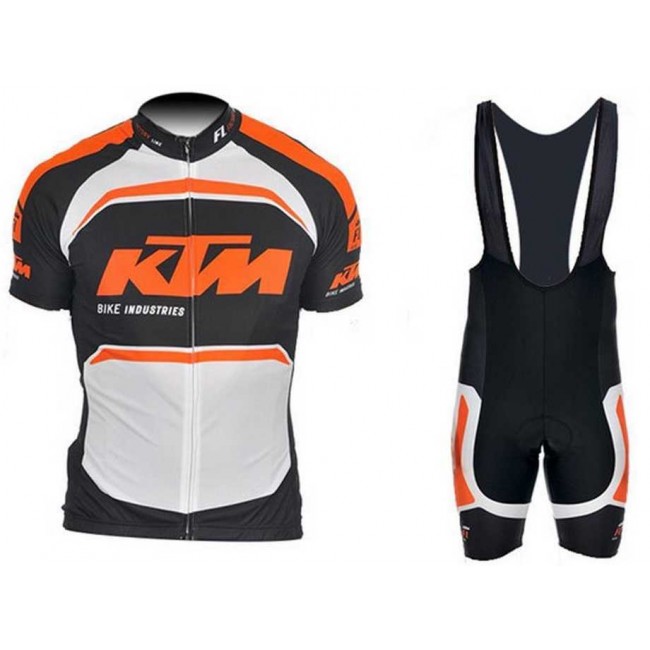 2015 KTM Pro Team Fietskleding Set Fietsshirt Met Korte Mouwen+Korte Koersbroek Zwart Wit Orange
