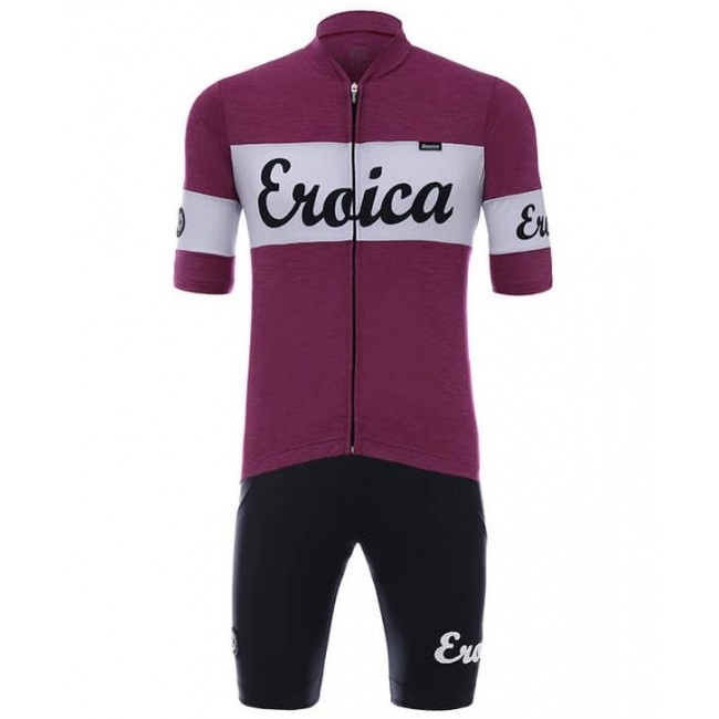 Santini Eroica Vino Fietskleding Set Wielershirt Korte Mouw+Korte Fietsbroeken Bib