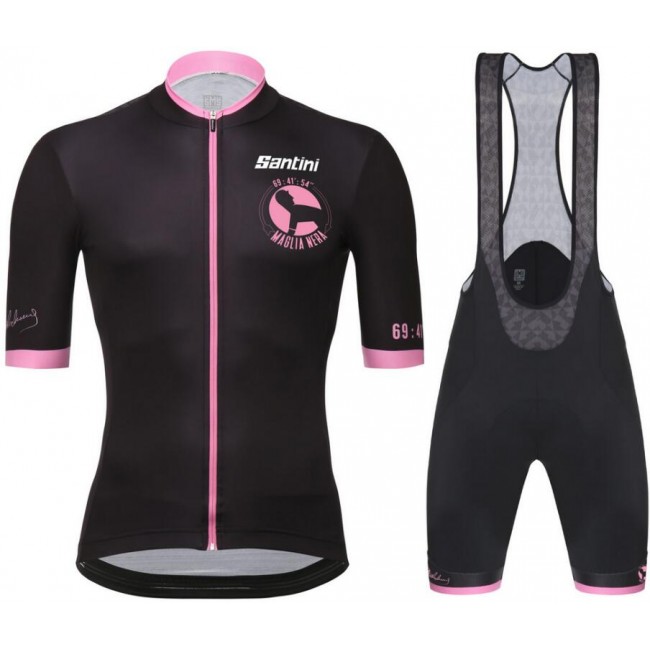 Santini La Maglia Nera 2018 Fietskleding Set Wielershirt Korte Mouw+Korte Fietsbroeken Bib